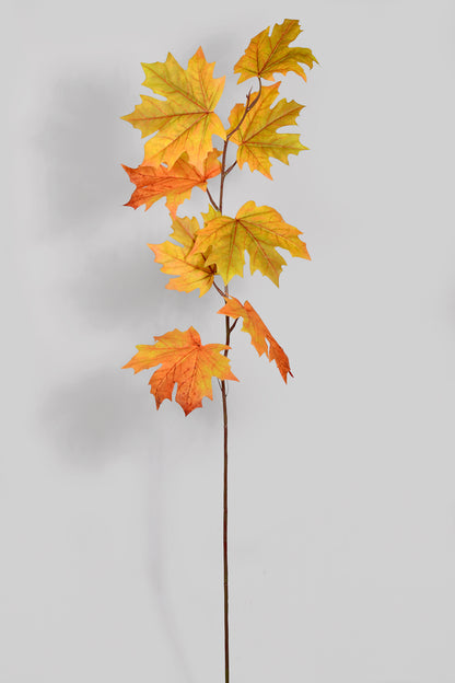 31" Silk Maple Leaf Spray Mustard Green