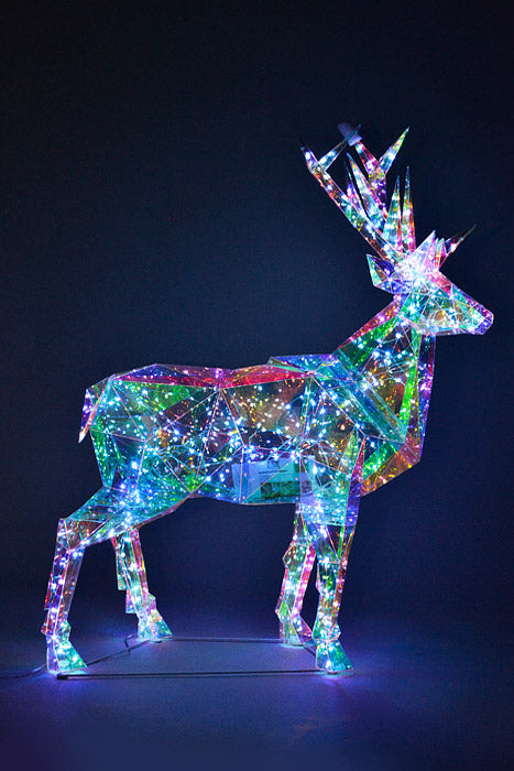 27" X 36" Lighted Standing Deer Iridescent Clear