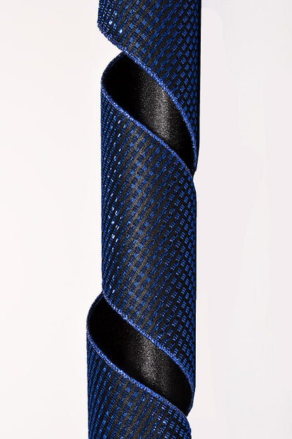 4" X 10Yds Wired Metallic Rishi Solid Ribbon Navy