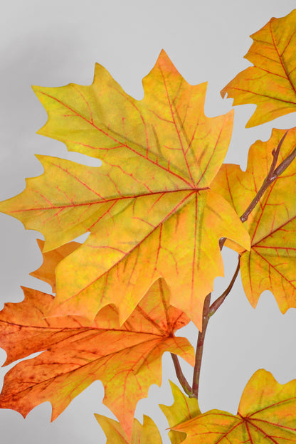 31" Silk Maple Leaf Spray Mustard Green