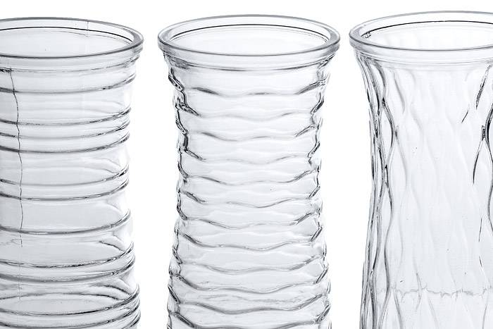 8.75&quot; X 4&quot; Glass Rose Vase Crystal Set/3