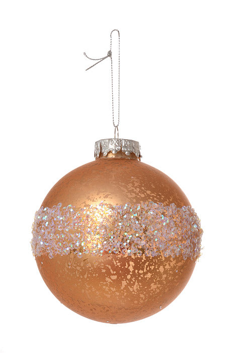 100Mm Pet Ball W/Laser Glitter Ornament Mercury (Sand Gold) Pkg/4