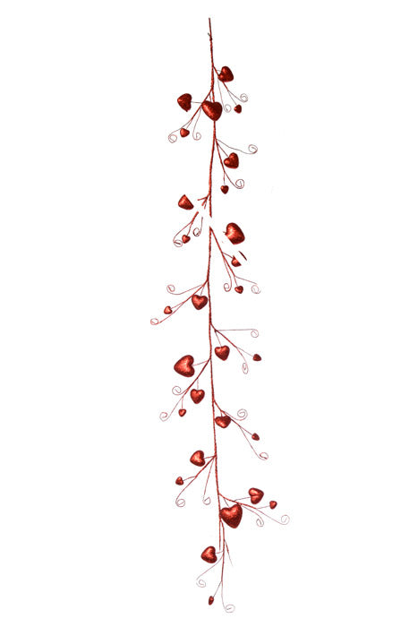 48" Glitter Heart Garland Red