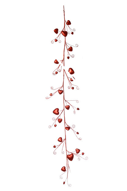 48" Glitter Heart Garland Red
