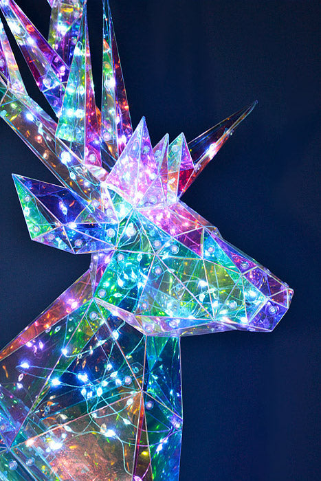 27" X 36" Lighted Standing Deer Iridescent Clear