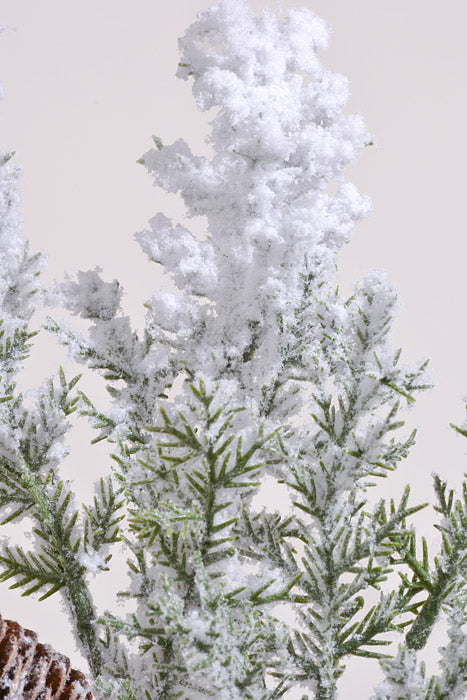 20" Snow Pine Pick Cone Green/White