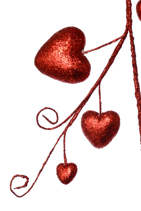 48" Glitter Heart Garland Red