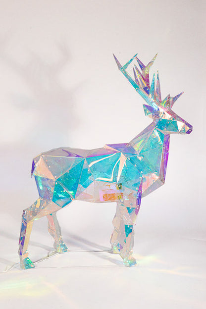 27" X 36" Lighted Standing Deer Iridescent Clear