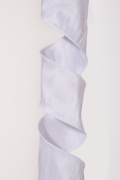 2.5" X 10Yds Wired Faux Dupion Ribbon White