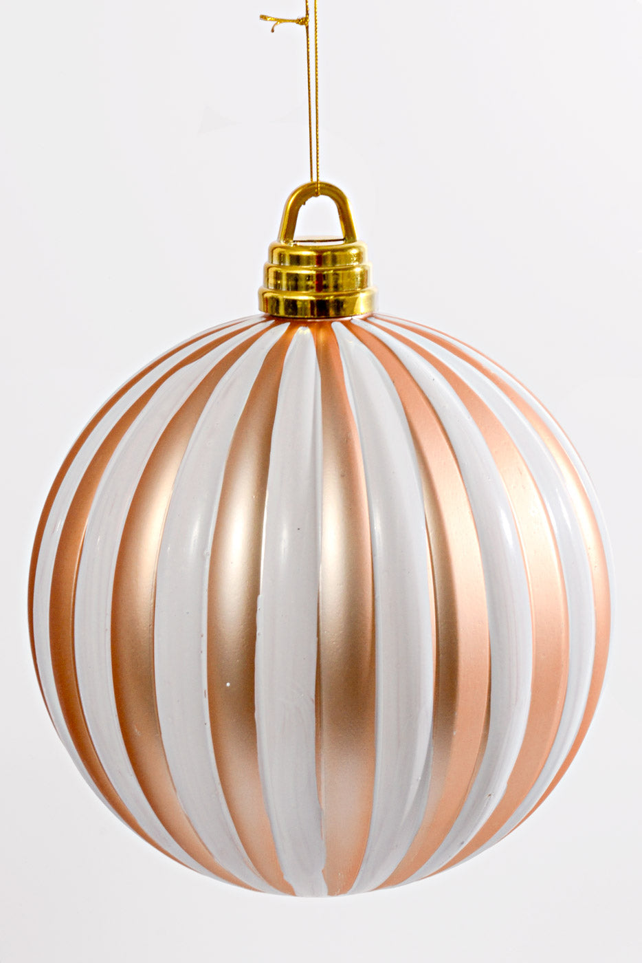 250MM Plastic Pumpkin Ball Ornament Gold/White