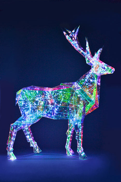 44" X 57" Lighted Standing Deer Iridescent Clear