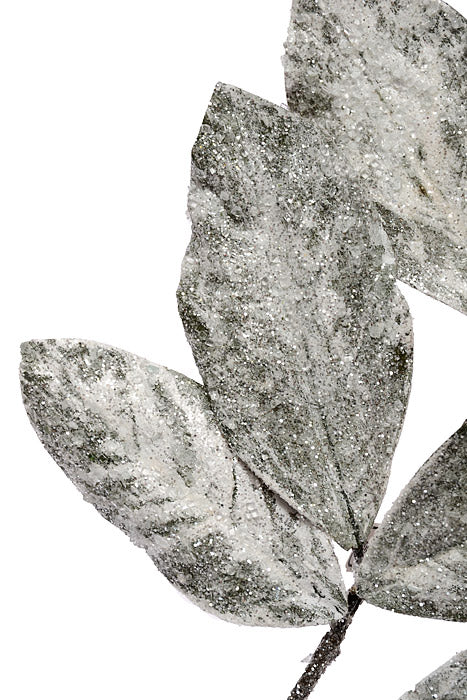 32" Magnolia Leaf Snow Spray White/Green