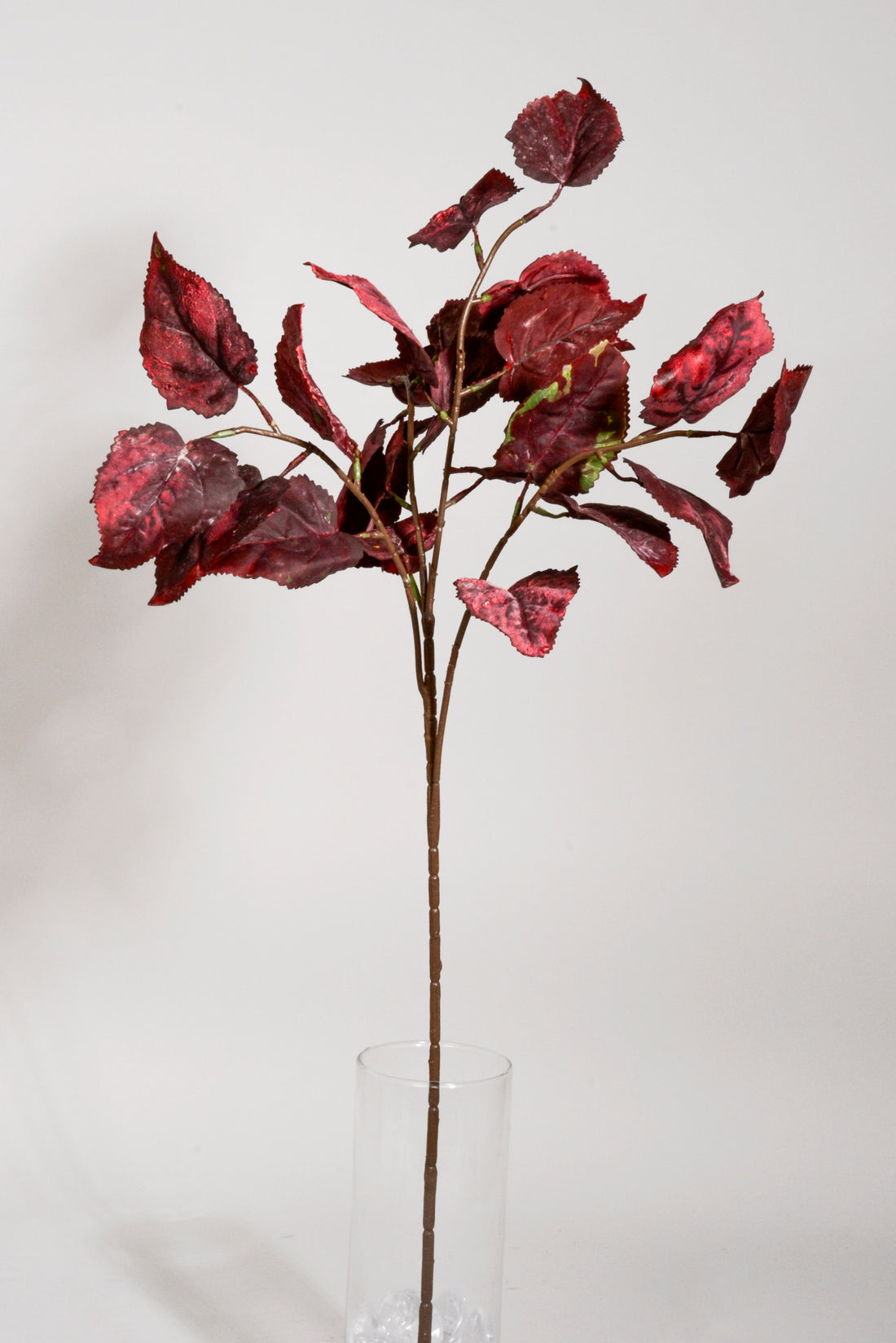 31.5" Artificial Poplar Leaf Spray Burgundy