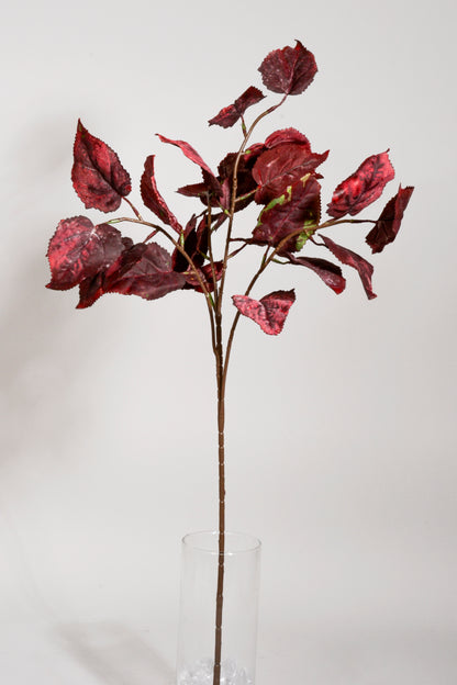 31.5" Artificial Poplar Leaf Spray Burgundy