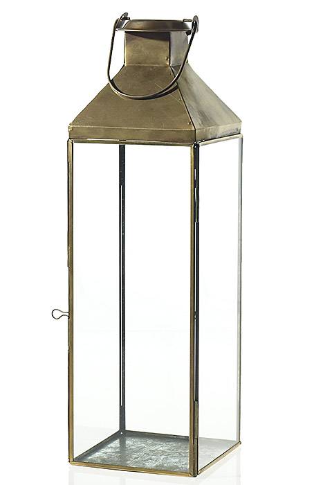 5.5&quot; X 18&quot; Founder Lantern (Clear/Brass)