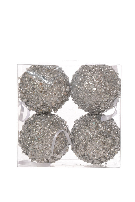 100Mm Styrofoam Ball Ornament (Silver) Pkg/4
