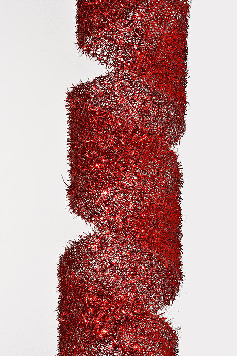 2.5" X 10Yds Wired Long Confetti Metallic Ribbon Red