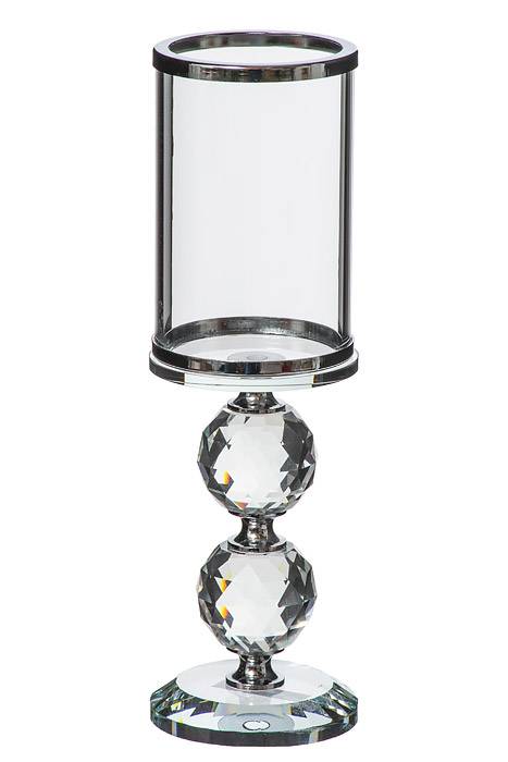 2.75&quot;x 9&quot; Glass Candle Holder W/crystal Clear/silver
