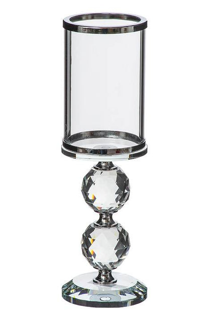 2.75&quot;x 9&quot; Glass Candle Holder W/crystal Clear/silver