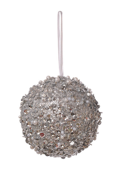100Mm Styrofoam Ball Ornament (Silver) Pkg/4