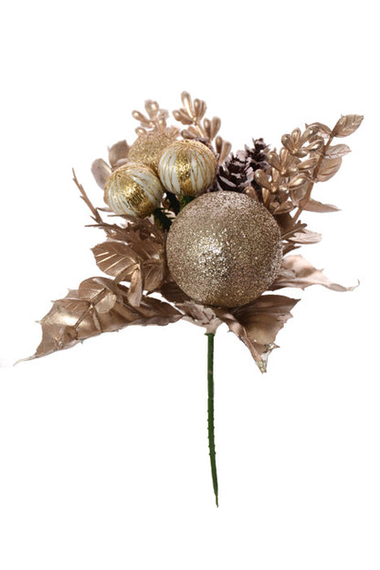 7.5" Ball Cone Eucalyptus Pick Champagne Pkg/12