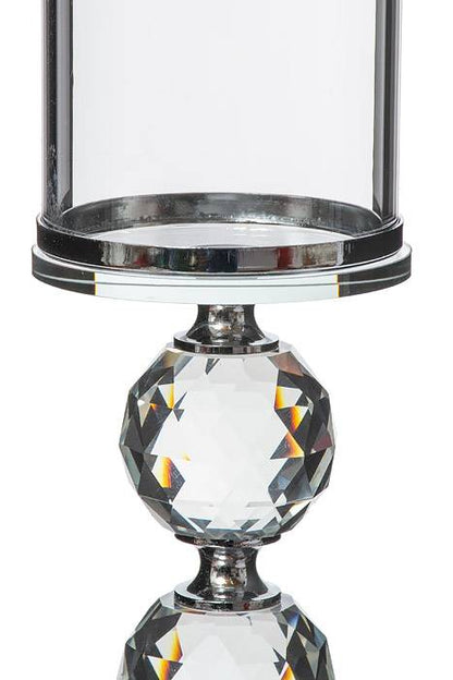 2.75&quot;x 9&quot; Glass Candle Holder W/crystal Clear/silver