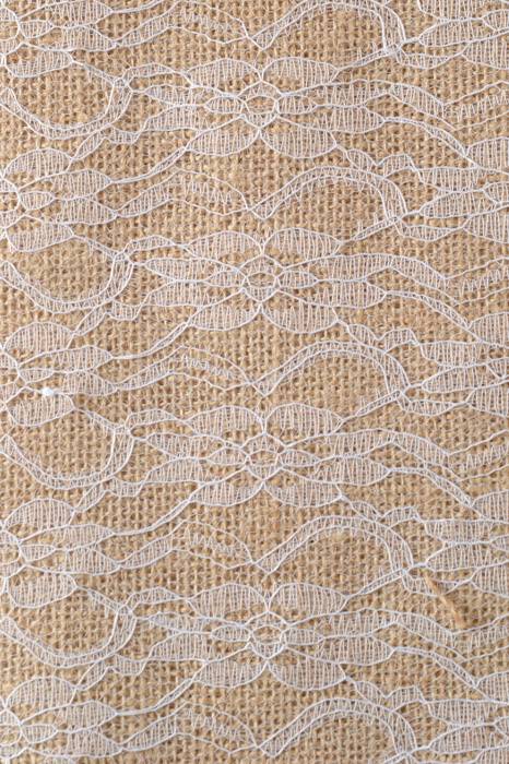 19" X 5yds Jute Ribbon Burlap W/lace Natural/white
