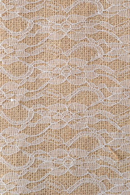 19" X 5yds Jute Ribbon Burlap W/lace Natural/white