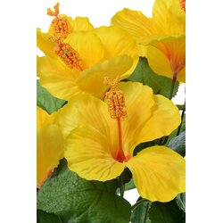 17" Silk Hibiscus Bush Yellow
