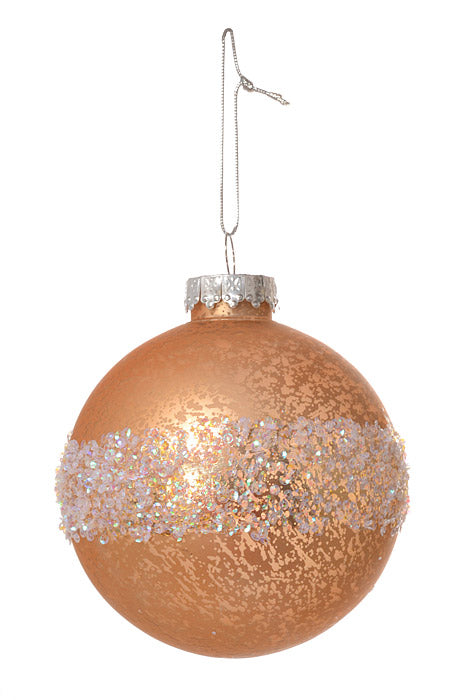 120Mm Pet Ball W/Laser Glitter Ornament Mercury (Sand Gold) Pkg/2