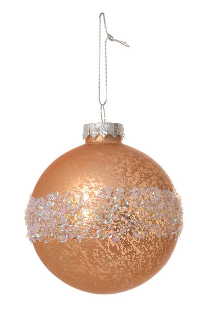 120Mm Pet Ball W/Laser Glitter Ornament Mercury (Sand Gold) Pkg/2