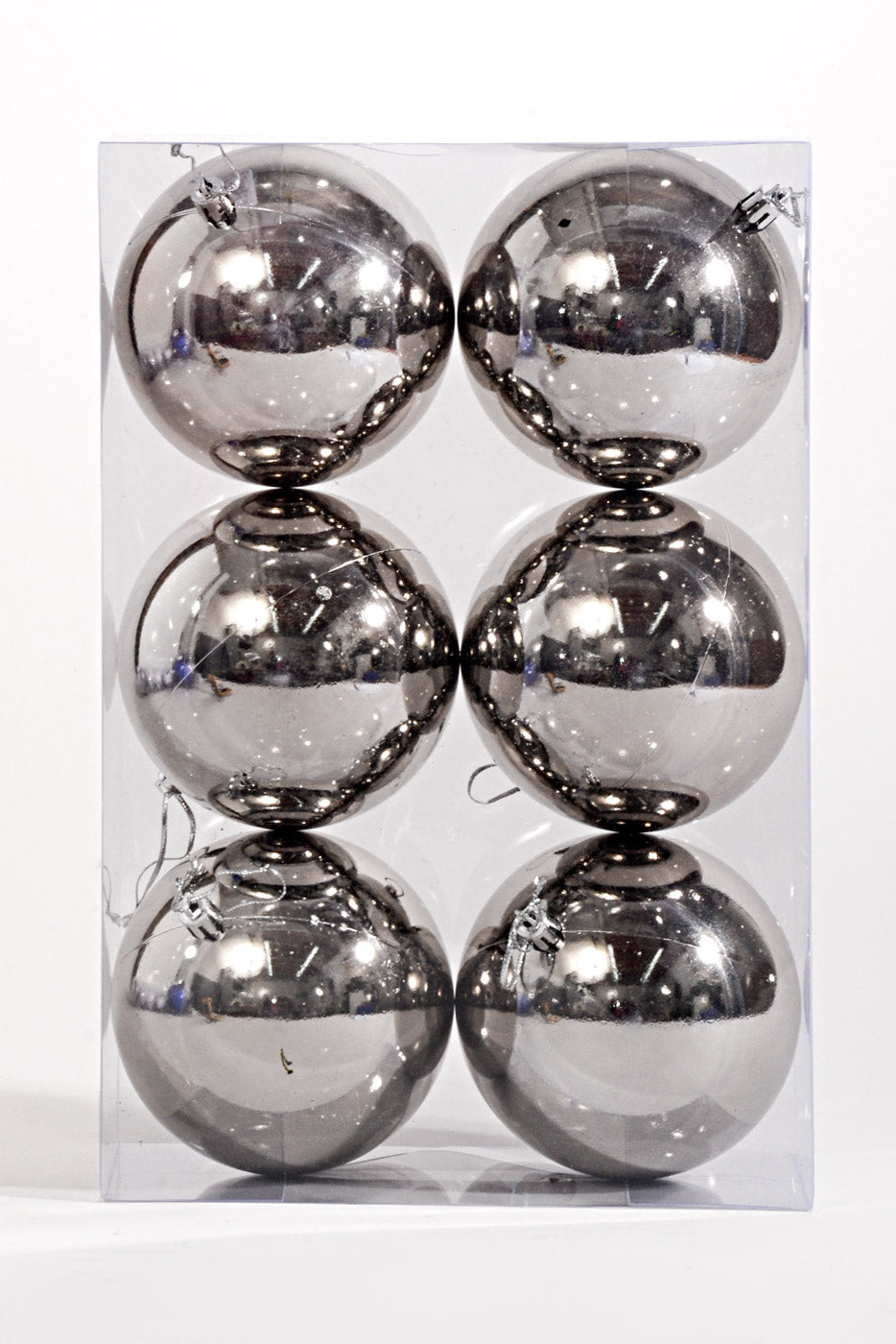 100MM Plastic Shiny Ball Ornament Charcoal Box/6