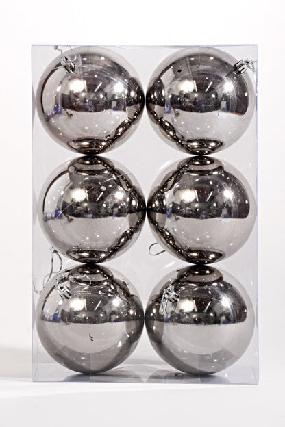 100MM Plastic Shiny Ball Ornament Charcoal Box/6