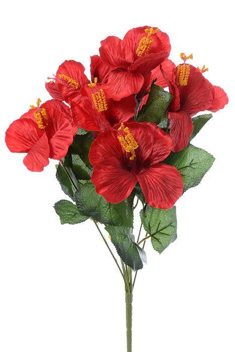 17" Silk Hibiscus Bush Red