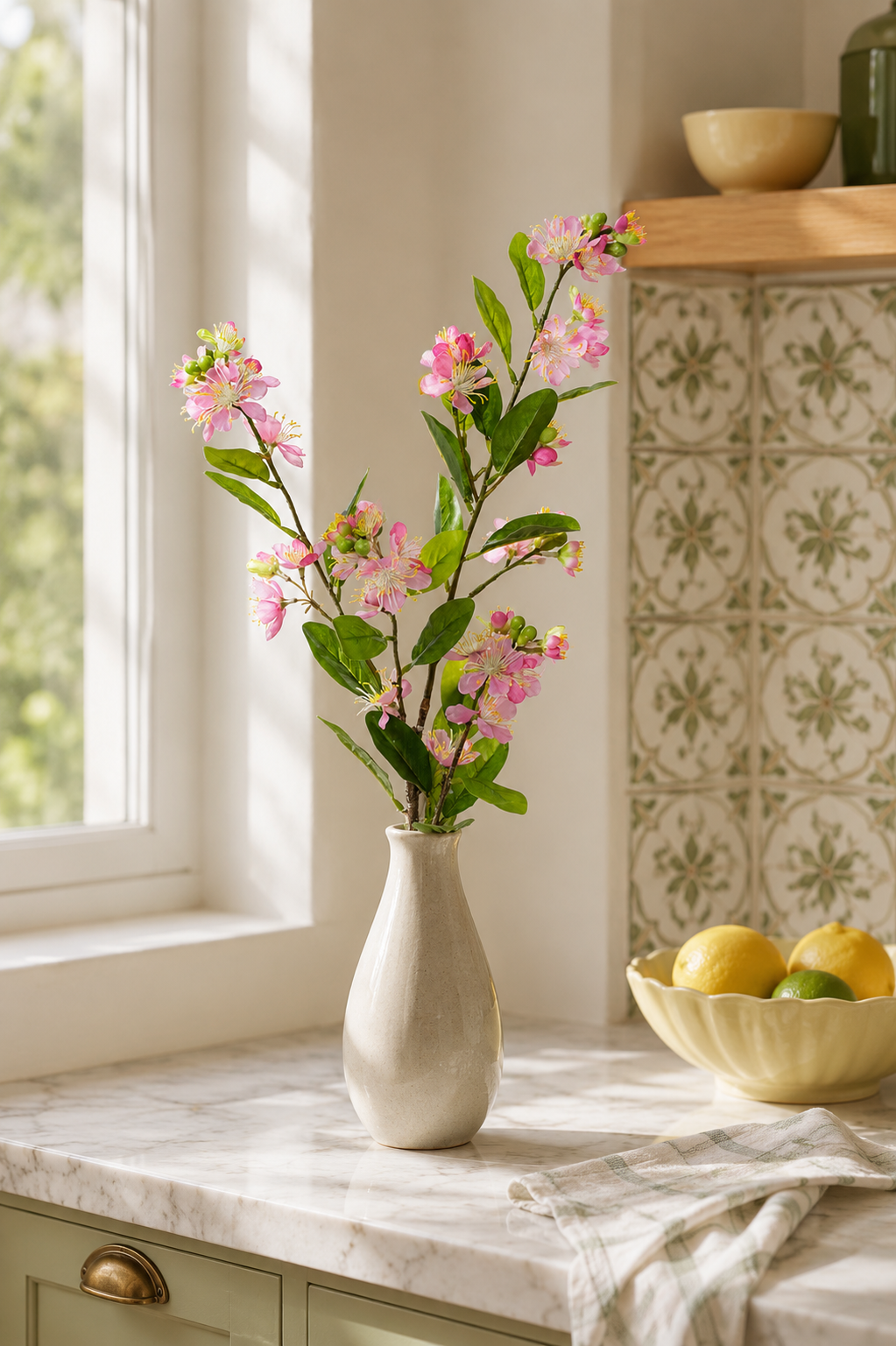 35" Silk Blossom Spray Pink