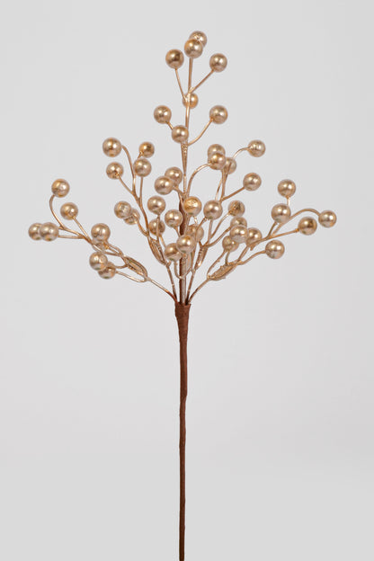 15" Metallic Berries Stem Champagne