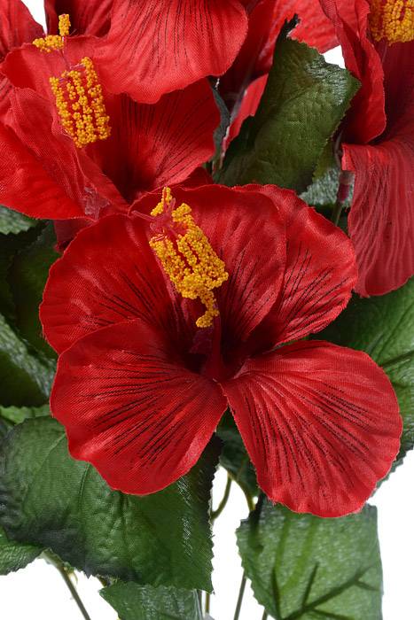 17" Silk Hibiscus Bush Red