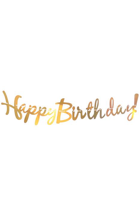 9" X 5 Ft Foil Happy Birthday Streamer Gold