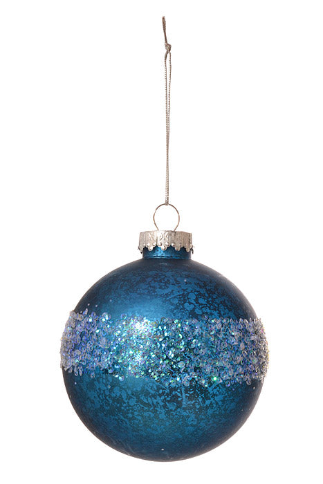 120Mm Pet Ball W/Laser Glitter Ornament Mercury (Dark Blue) Pkg/2