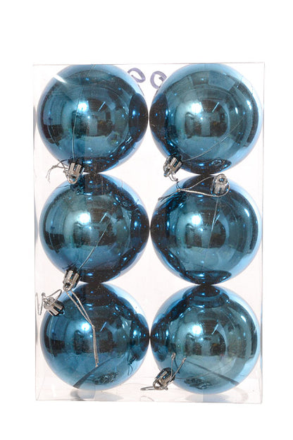 80Mm Shiny Plastic Ball Ornament Navy (Pkg/6)