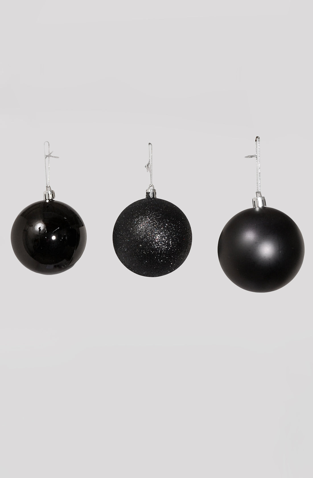80Mm Shiny/Matte/Glitter Plastic Ornament Ball Black Box/6