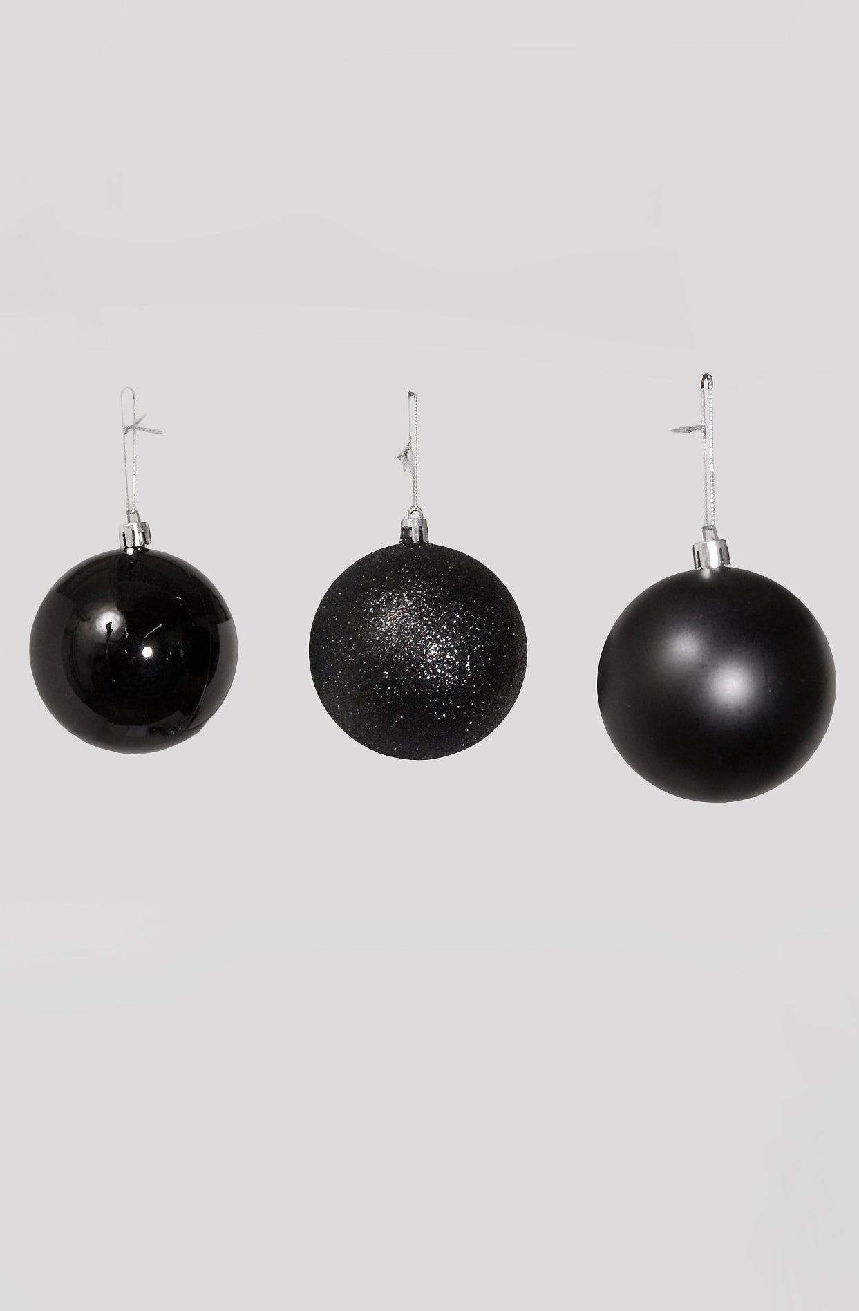 80Mm Shiny/Matte/Glitter Plastic Ornament Ball Black Box/6