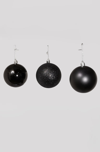 80Mm Shiny/Matte/Glitter Plastic Ornament Ball Black Box/6
