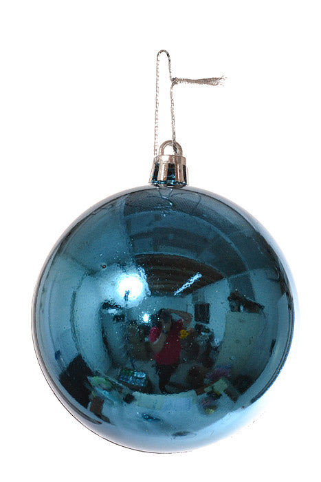 80Mm Shiny Plastic Ball Ornament Navy (Pkg/6)