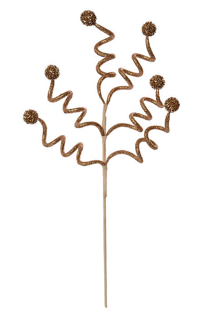 29.5" Glitter Swirl Ball Ornament Spray Rose Gold