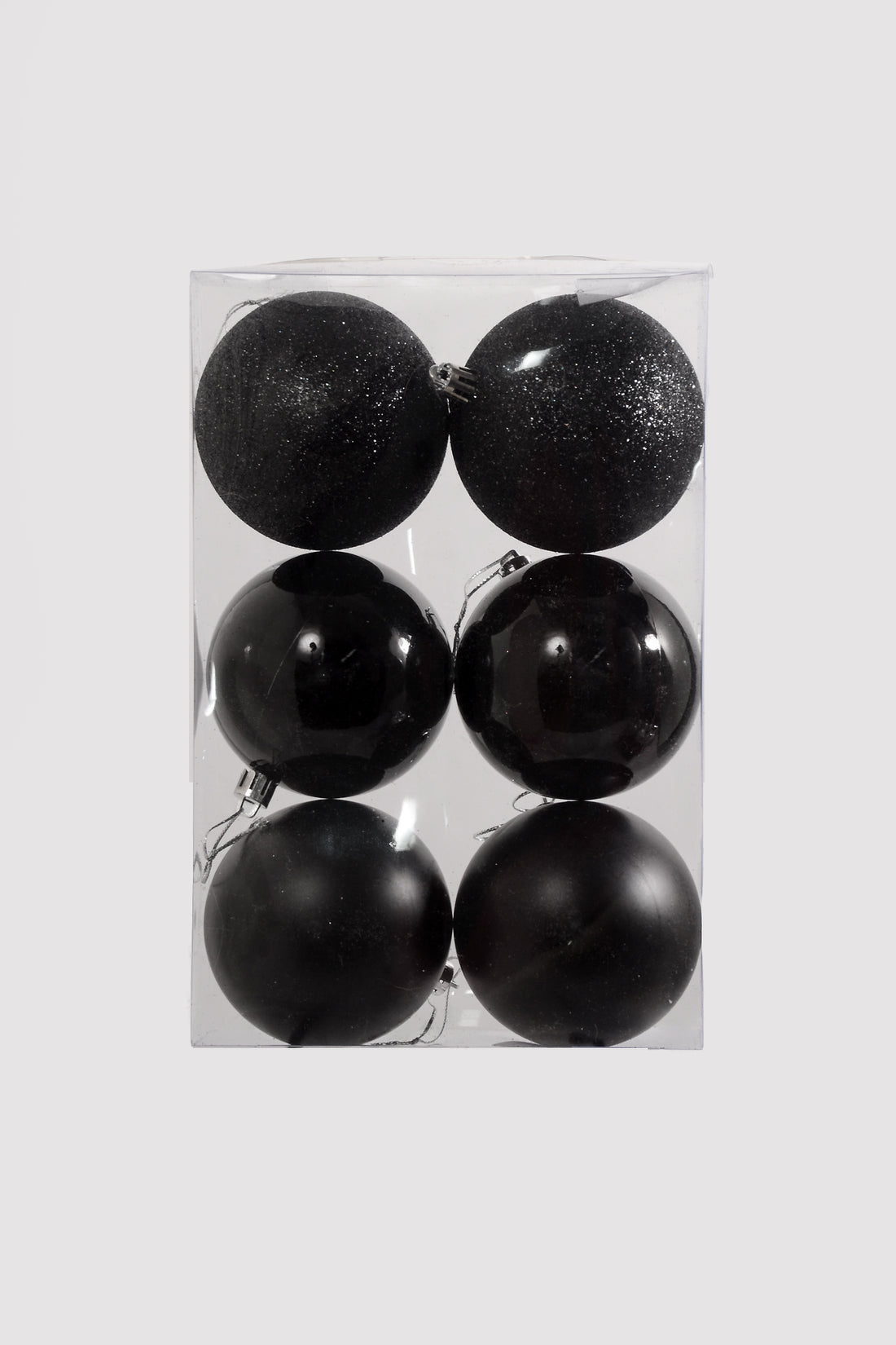 80Mm Shiny/Matte/Glitter Plastic Ornament Ball Black Box/6