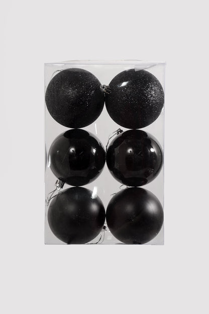80Mm Shiny/Matte/Glitter Plastic Ornament Ball Black Box/6