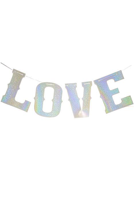 14.25" X 6 Ft "love" Streamer Silver
