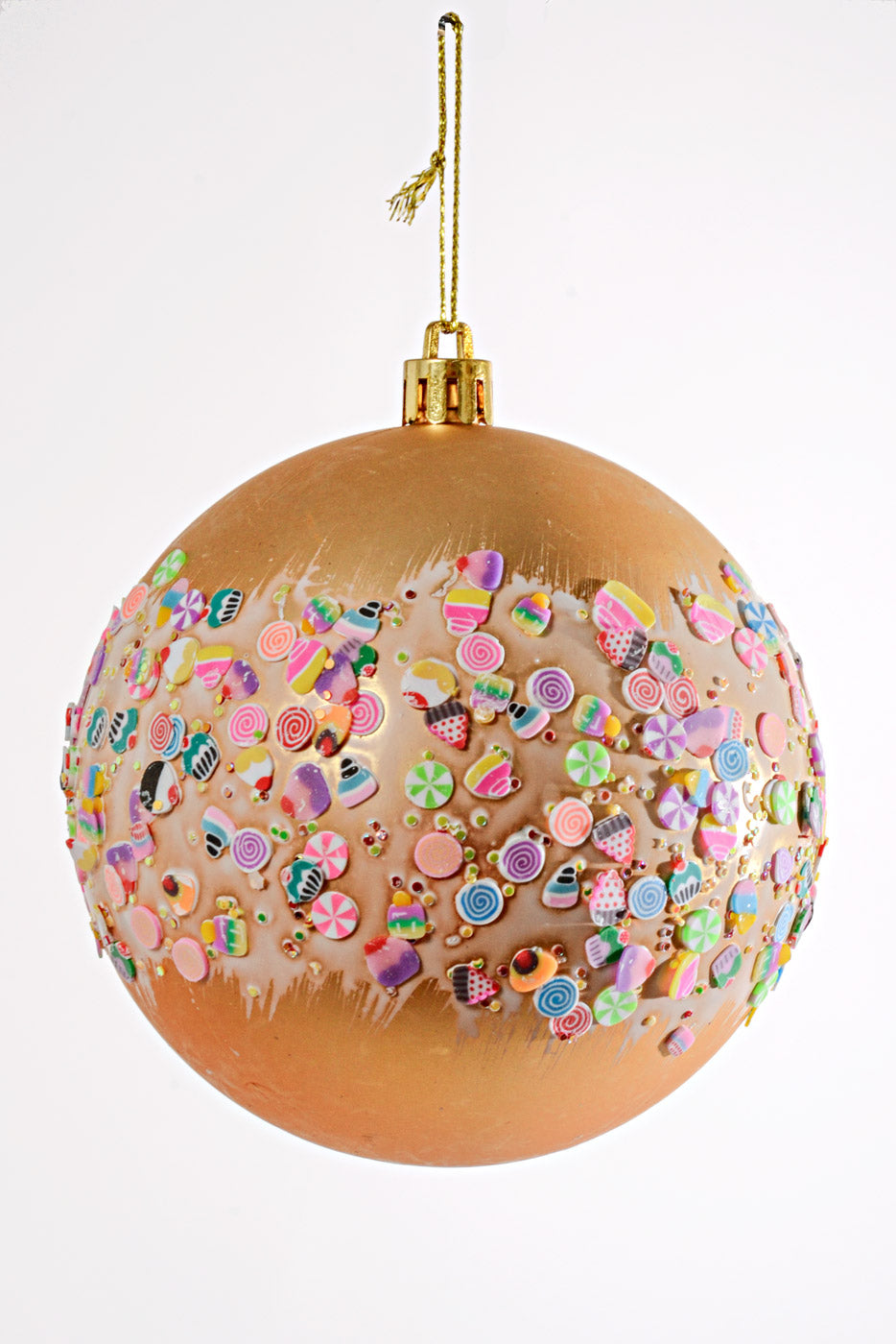 100MM Shiny/Matte Ball with Candy Ornament Gold Box/4