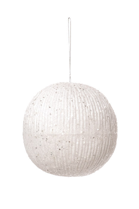150Mm Styrofoam Ball Ornament W/Glitter (White)